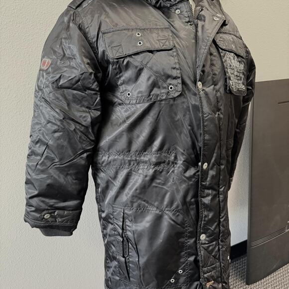 Timberland Jacket Men Black Hooded Insulated Warm Parka Coat Faux Fur Size Med - Picture 6 of 16